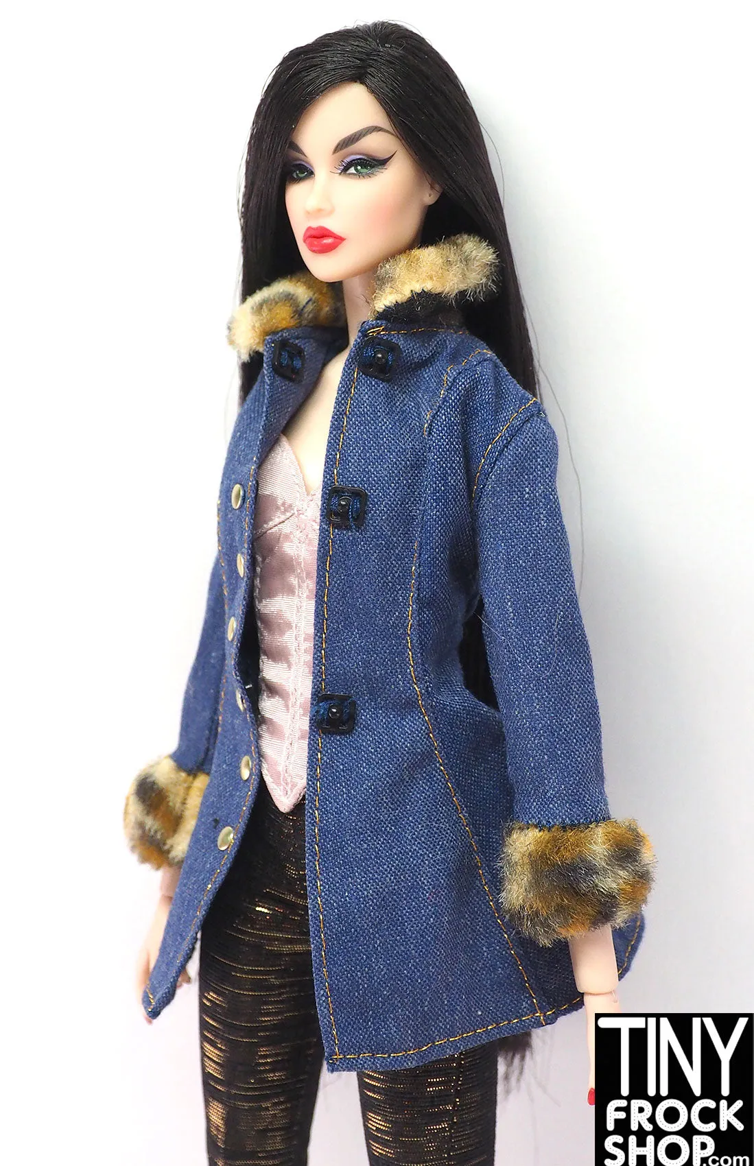 12" Fashion Doll 1996 Fashion Ave Denim Jacket with Fur