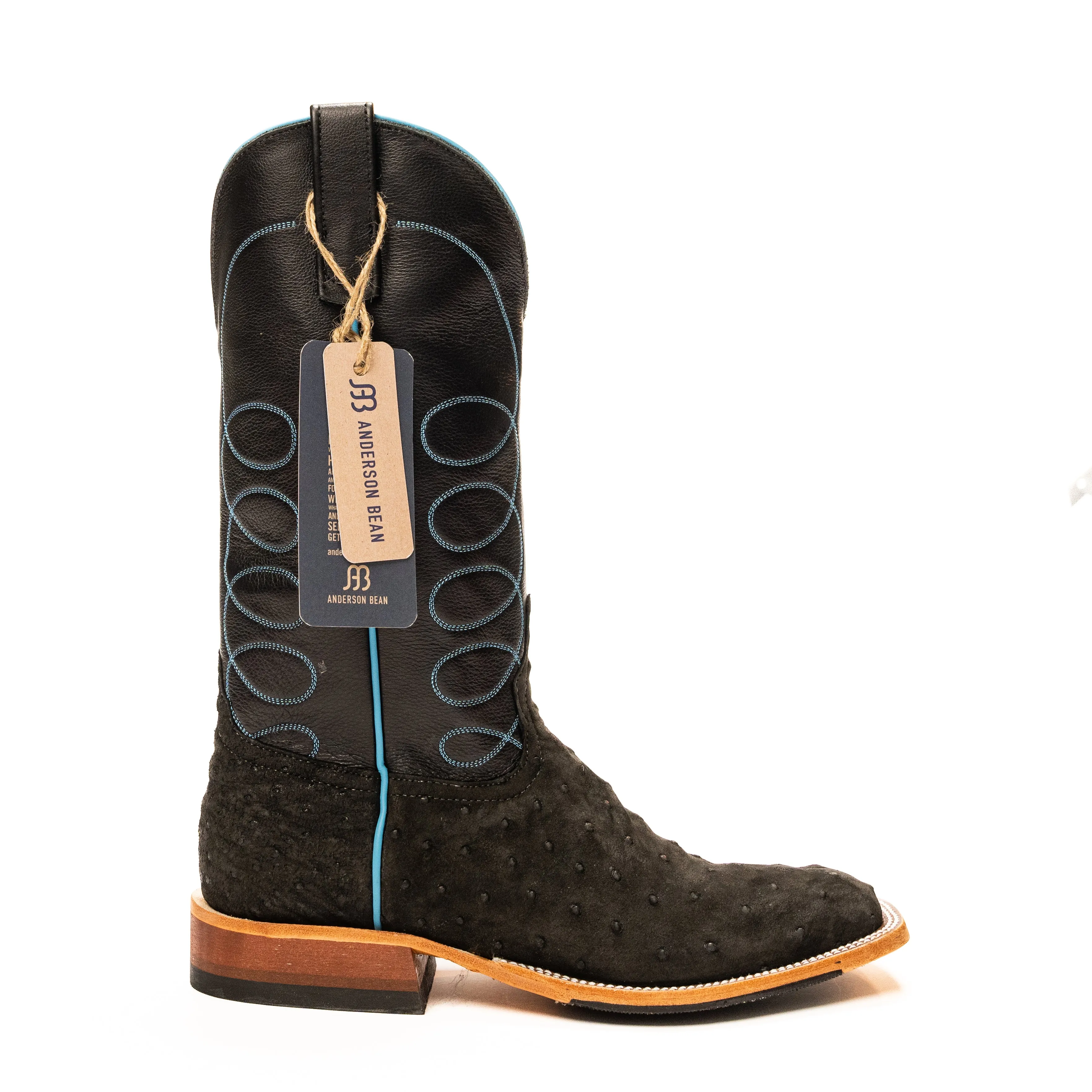 Anderson Bean Black Sueded Ostrich with Black Deercow Top