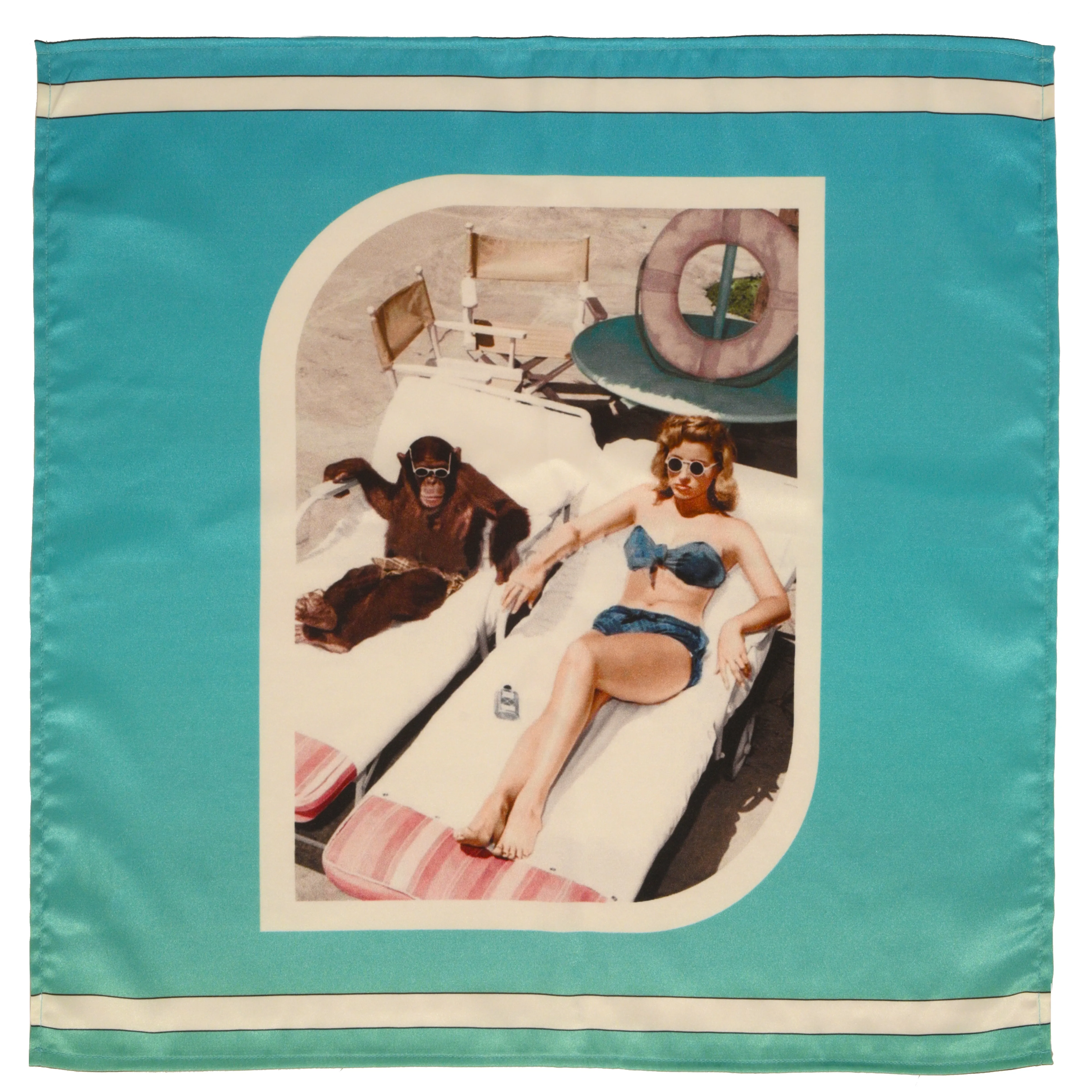 Beach Friends Neck Scarf Cum Pocket Square in Premium Soft Satin