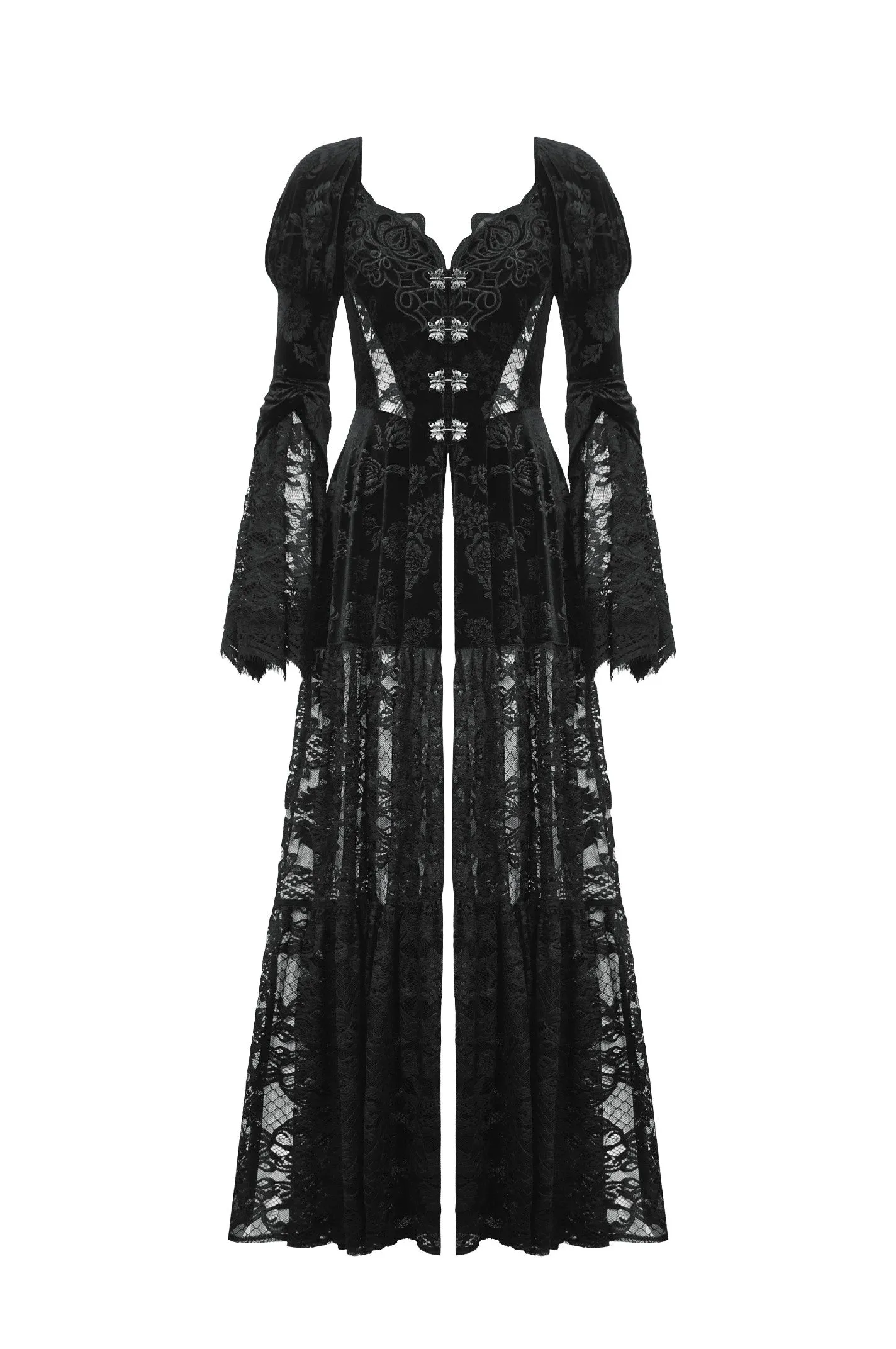 Gothic Embossed Velvet and Lace Long Outwear JW273