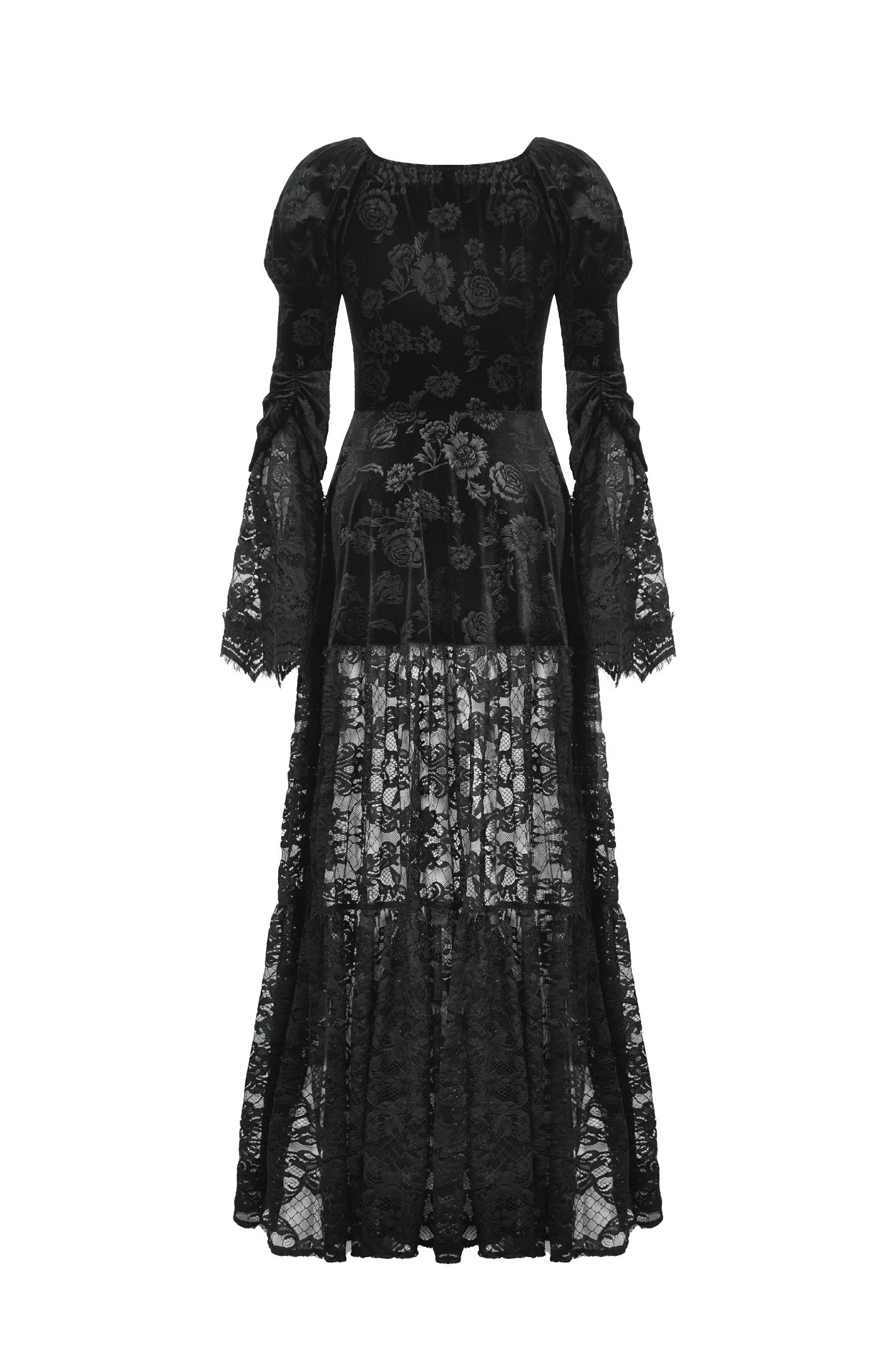 Gothic Embossed Velvet and Lace Long Outwear JW273