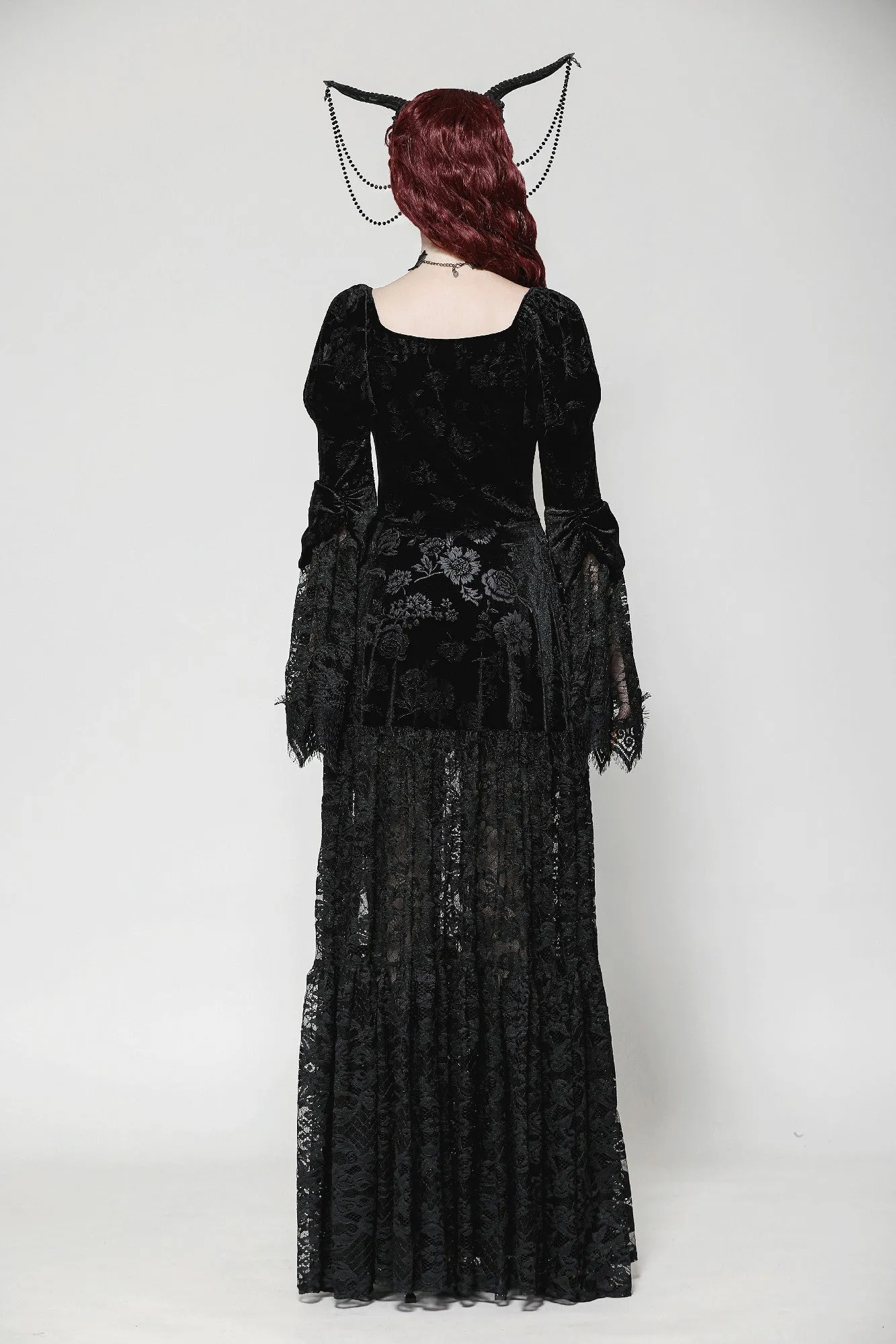 Gothic Embossed Velvet and Lace Long Outwear JW273