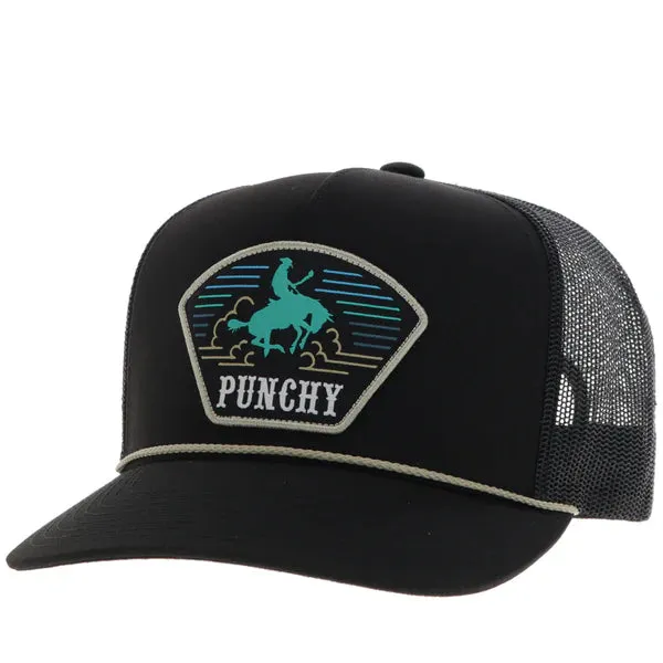 HOOEY "PUNCHY" HAT BLACK W/TURQUOISE & YELLOW PATCH
