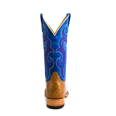 Men's Top Hand Antique Saddle Full Quill Ostrich with Blue Sinsation Top HP8005