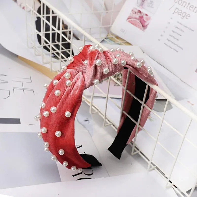 Pearl Bohemian Velvet Knot Hairband