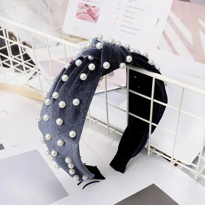 Pearl Bohemian Velvet Knot Hairband