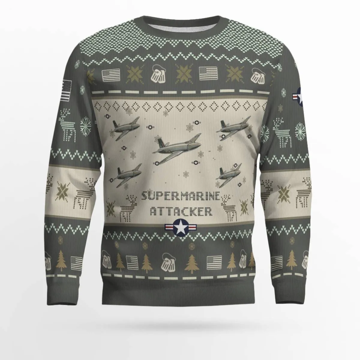 Supermarine Attacker Version 2_Aircraft Ugly Sweater, Ugly Sweater Christmas Shirt for Men Dad Veteran