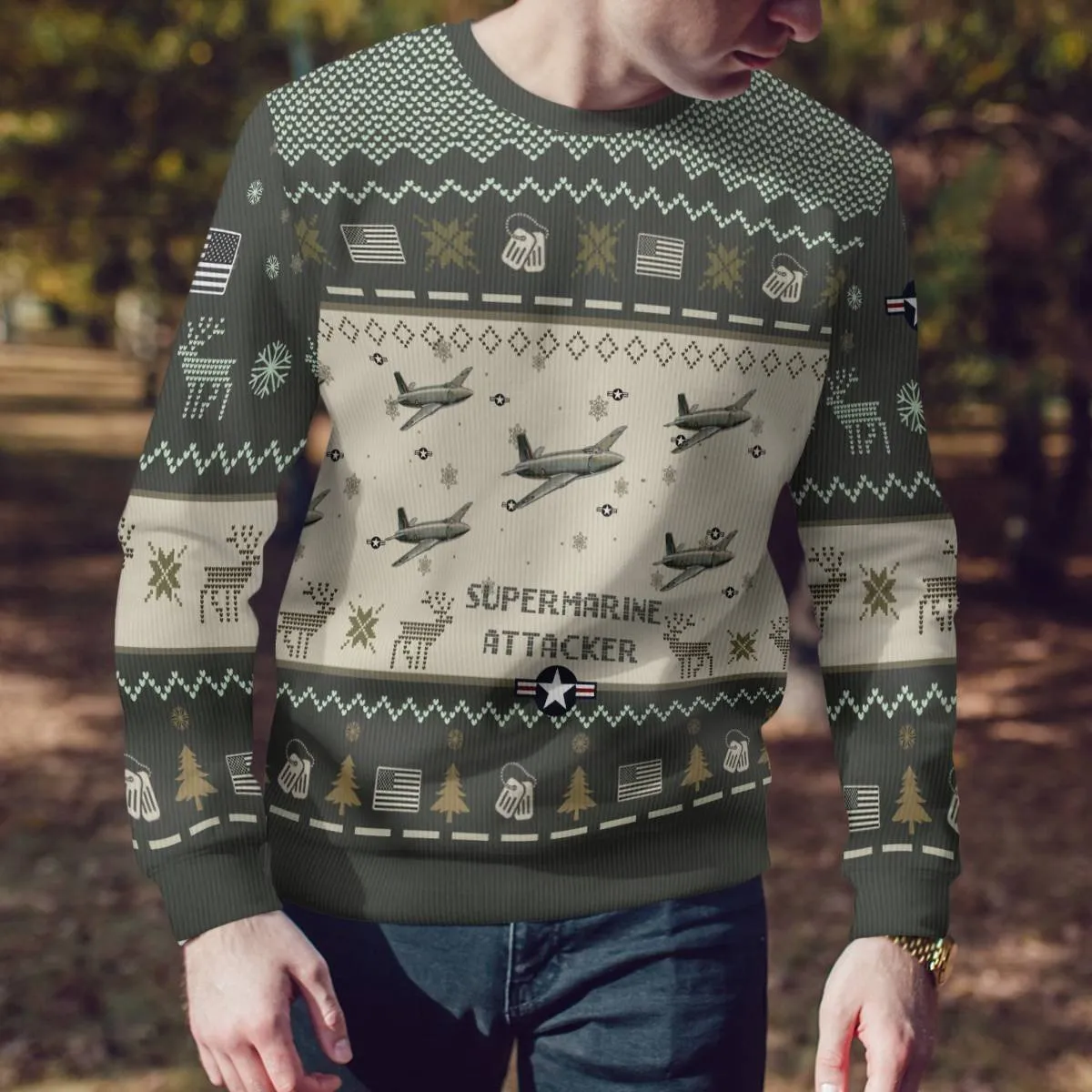Supermarine Attacker Version 2_Aircraft Ugly Sweater, Ugly Sweater Christmas Shirt for Men Dad Veteran