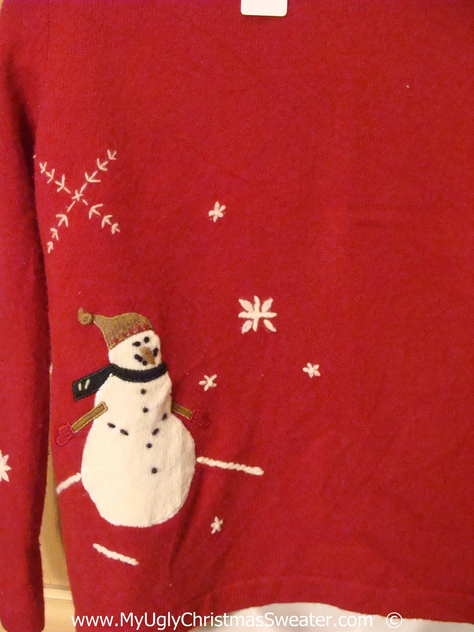 Two Sided Red Festive Christmas Sweater with Snowmen